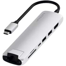Multiport Adapter SATECHI  Aluminum Type-C Slim Multi-Port Adapter Type-C Slim Multiport with Ethernet Adapter Silver — Image №1