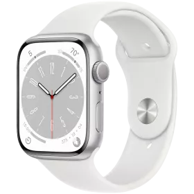 Apple Watch Series 8 GPS, 45mm, Silver, White Sport Band — Изображение №1
