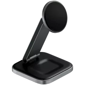 Бездротовий зарядний пристрій Satechi 3-in-1 Foldable Qi2 Stand Space Gray (ST-Q31FM-EA) — Зображення №1