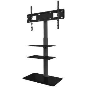 ONKRON Universal Floor TV Stand Glass Base and Shelves for 32"-65" TVs up to 30kg, Black VESA: 100x100 - 600x400 — Image №1