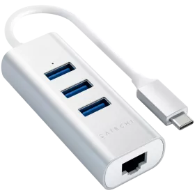 SATECHI  TYPE-C 2-IN-1 USB HUB WITH ETHERNET  Многопортовый адаптер  Серебристый — image №1