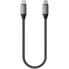 Кабель Satechi Type-C Cable. Длина кабеля: 25 см. Цвет: серый космос. — Изображение №1