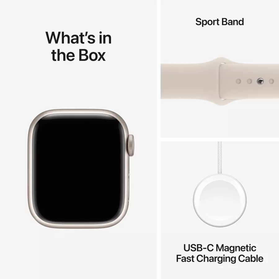 Apple Watch Series 9 GPS  Starlight Sport Band, S/M, 41mm, Starlight — Image №9