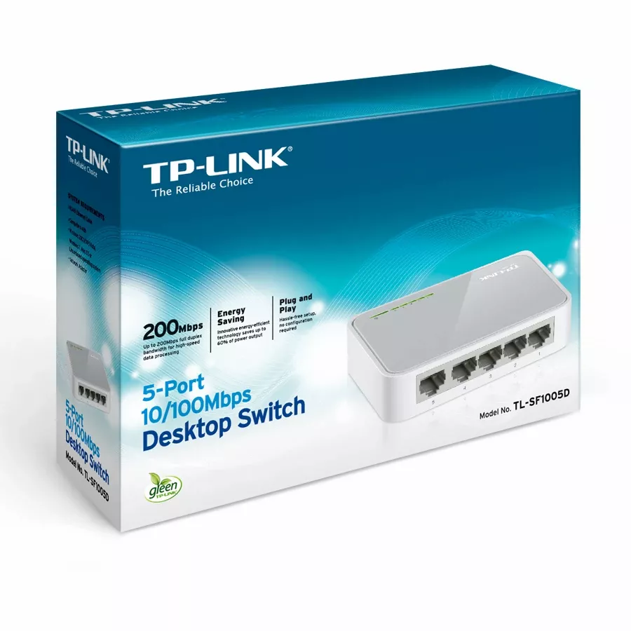 TP-Link 5-port 10/100M mini Desktop Switch, 5 10/100M RJ45 ports, Plastic case — Image №3 TP-Link 5-port 10/100M mini Desktop Switch, 5 10/100M RJ45 ports, Plastic case — Image №3