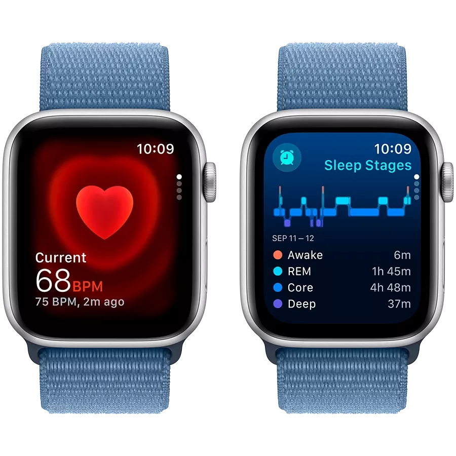 Apple Watch SE GPS Gen.2 (2023), 44мм, Серебристый, Winter Blue Sport Loop — Изображение №5