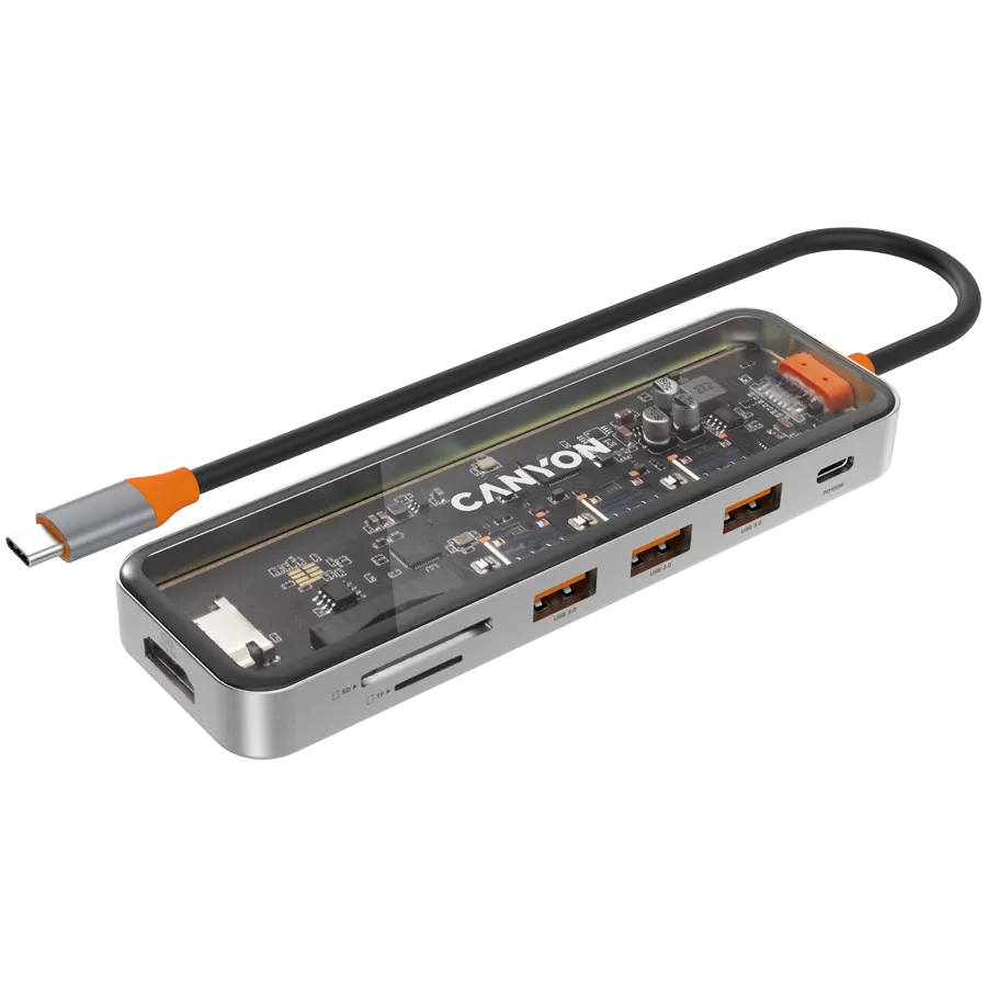 Мультипортова док-станція CANYON DS-13 4k 7в1 USB-C Space Grey (CNS-TDS13) — Зображення №2