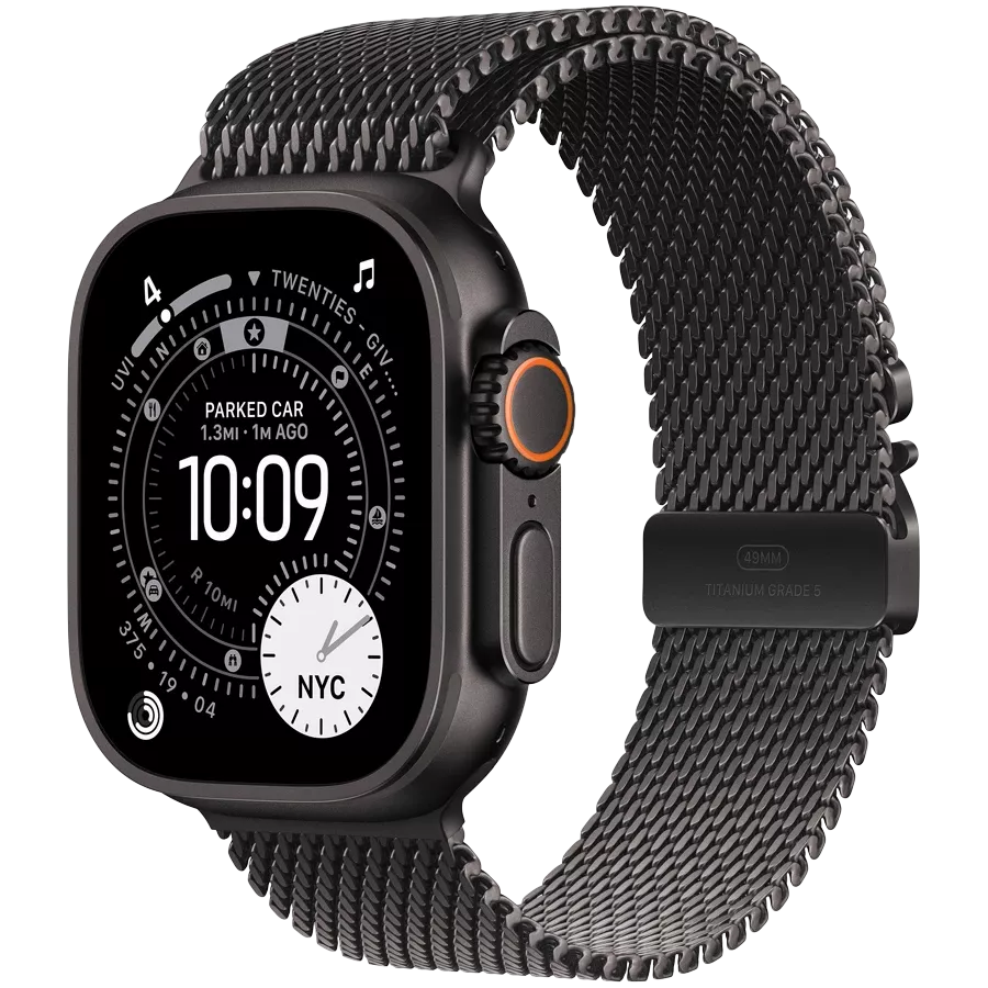 Apple Watch Ultra 3, 49mm, Black, Black Titanium Milanese Loop, Large — Image №1