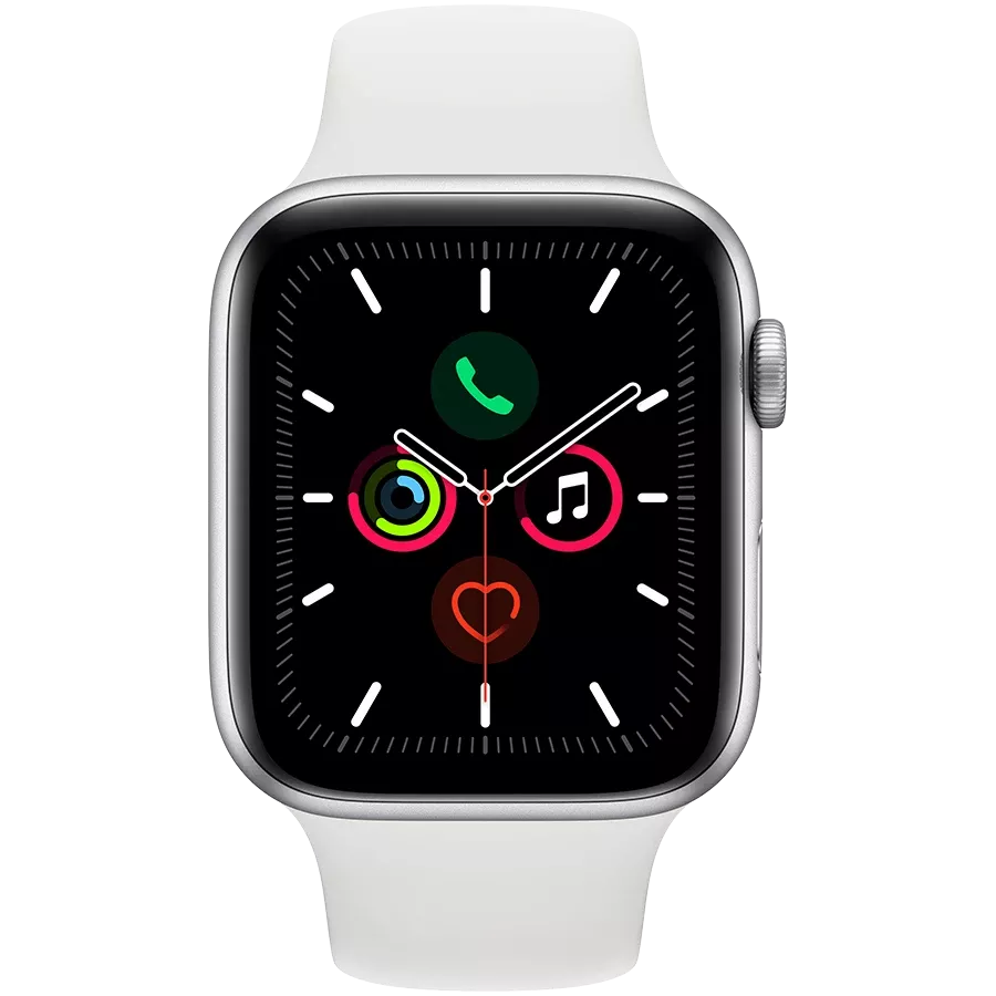 Refurbished Apple Apple Watch Series 5 GPS, 44χιλ., Ασημί, Λευκή αθλητική ζώνη, Grade A — Εικών №2