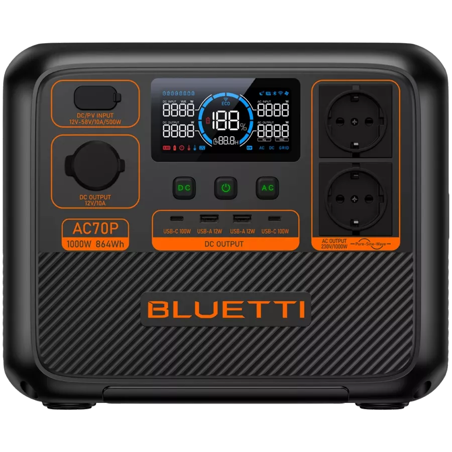 Портативна зарядна станція BLUETTI AC70P / 1000 Вт / 864 Вт⋅год / LiFePO4 — Зображення №1