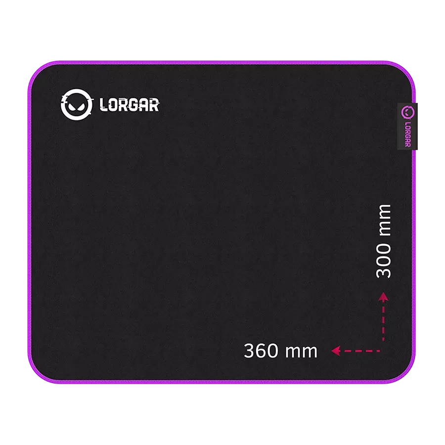 Παιχνίδι ποντικιού Lorgar 360mm x 300mm x 3mm, Μαύρο / Μωβ — Εικών №1