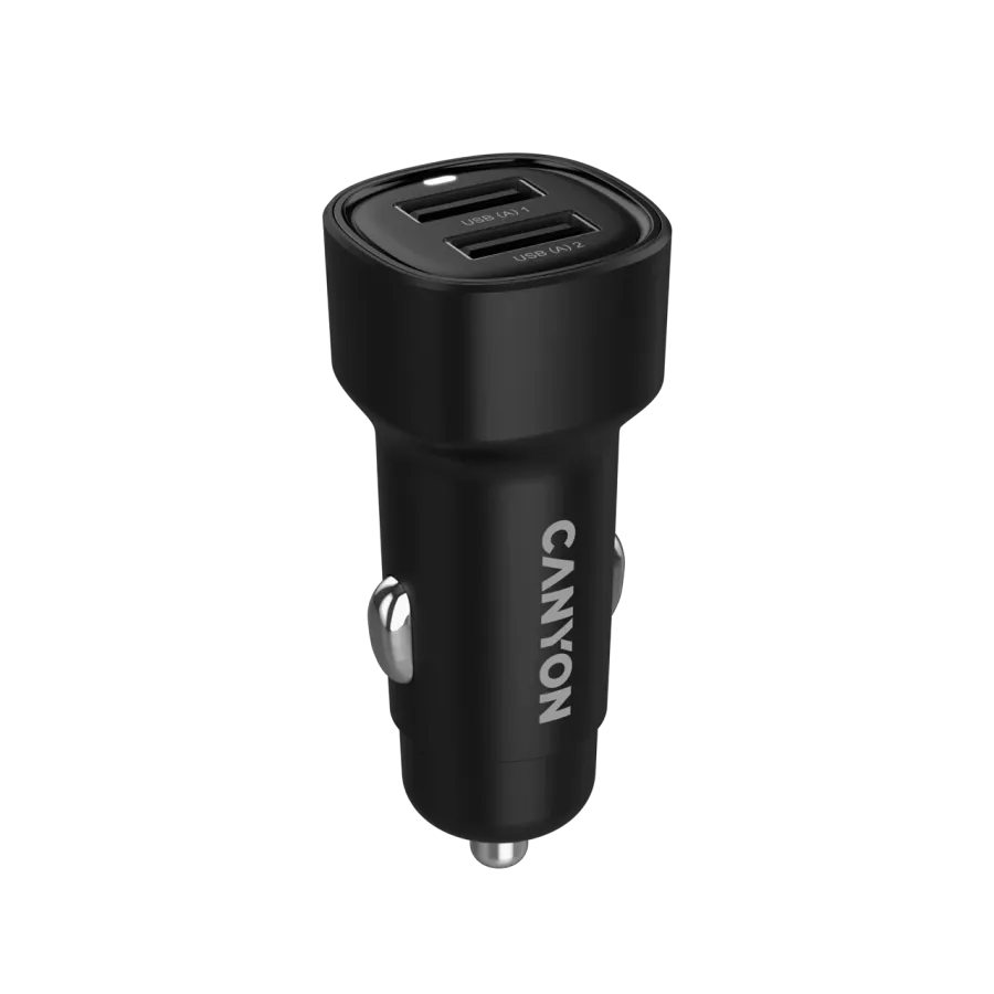 CANYON Car Adapter 2*USB Type A, 24 W, Black — Image №3