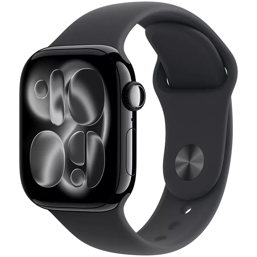 Apple Watch Series 11 GPS, 42мм, Jet Black Aluminium, Черный спортивный ремешок, M/L — Изображение №1