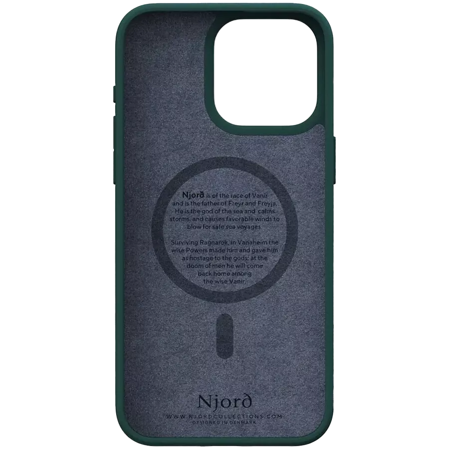 Protective Case NJORD Salmon Leather Magsafe with MagSafe Green for iPhone 15 Pro Max — Image №3