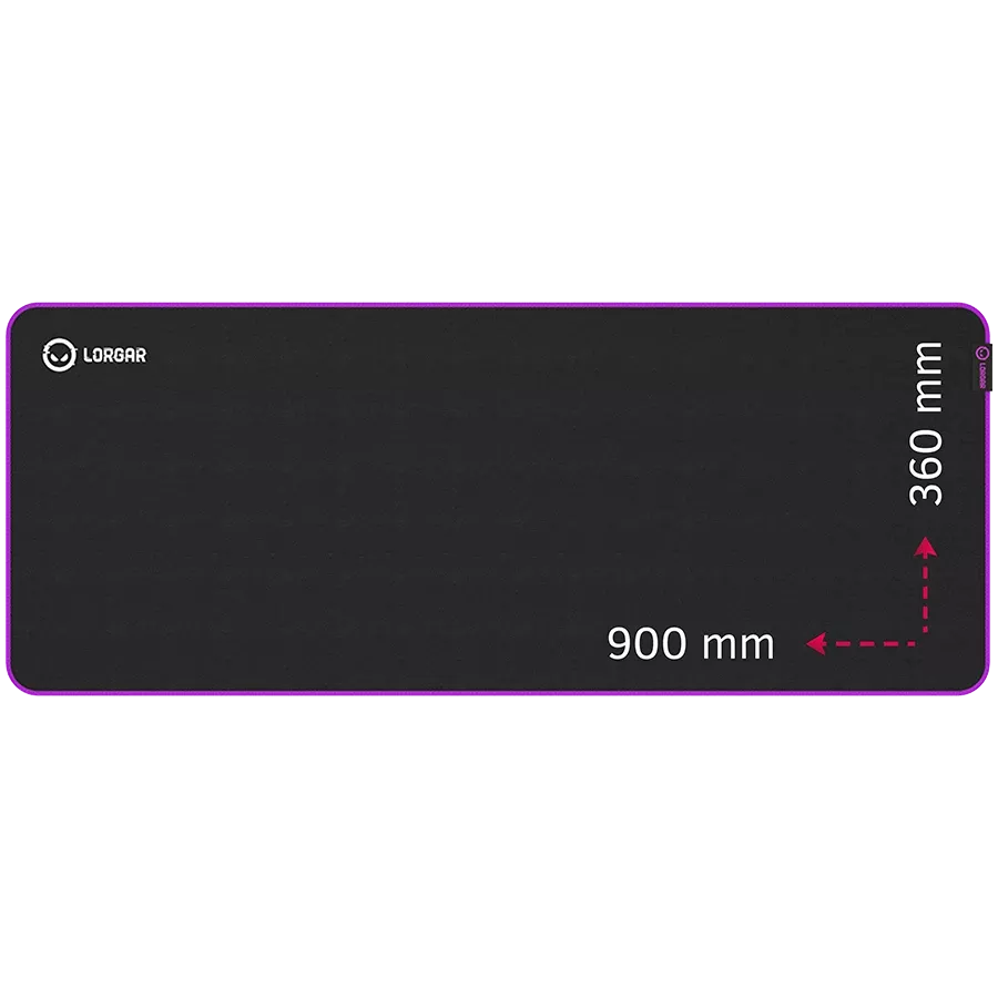 Παιχνίδι ποντικιού Lorgar 900mm x 360mm x 3mm, Μαύρο / Μωβ — Εικών №1