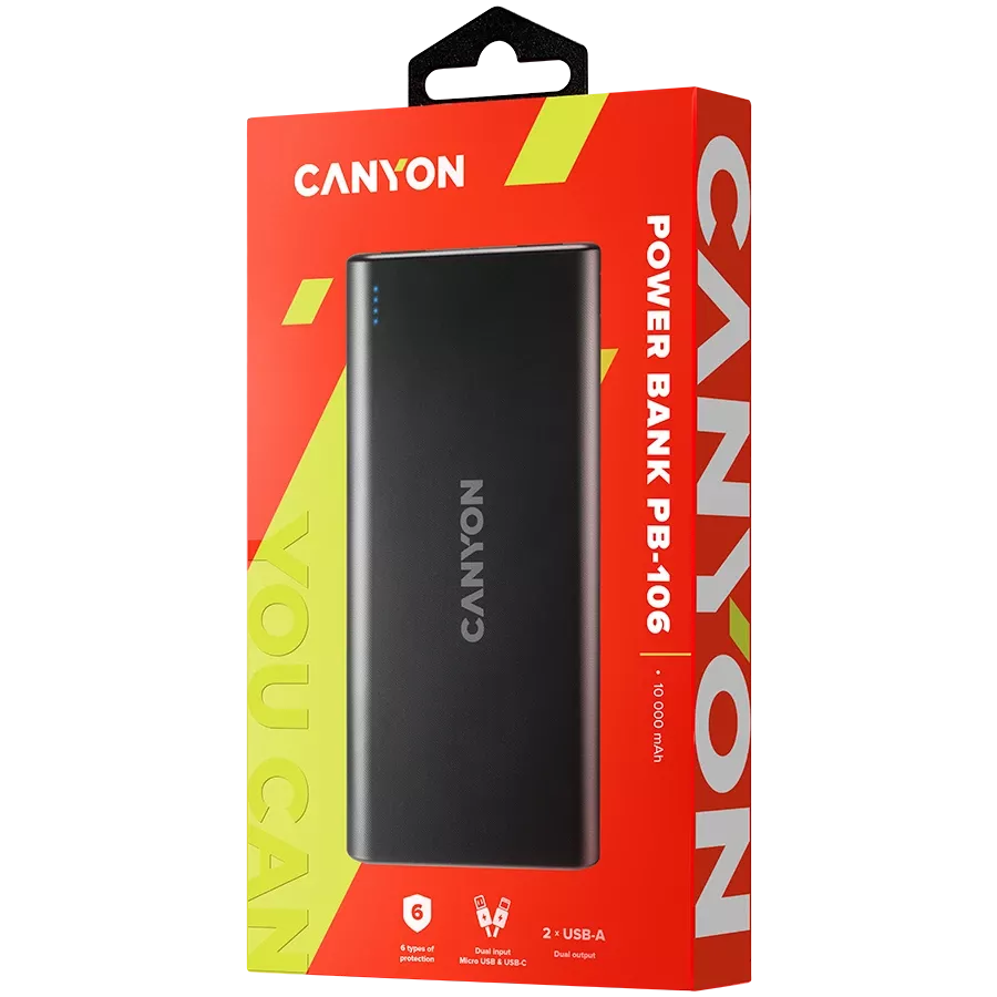 CANYON PB-106 Живлення - зарядний пристрій для батареї, 10000 мА/год — Зображення №3