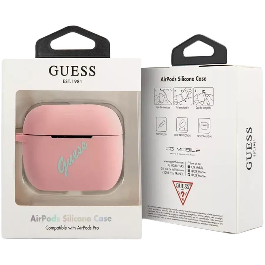 GUESS Чехол Silicone Script logo  Розовый/Зелёный — image №3