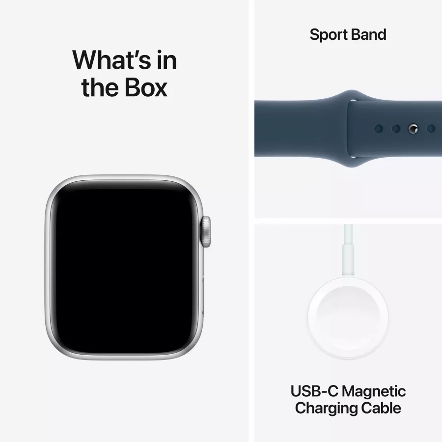 Apple Watch SE GPS Gen.2 (2023)  Storm Blue Sport Band, S/M, 44mm, Silver — Image №8