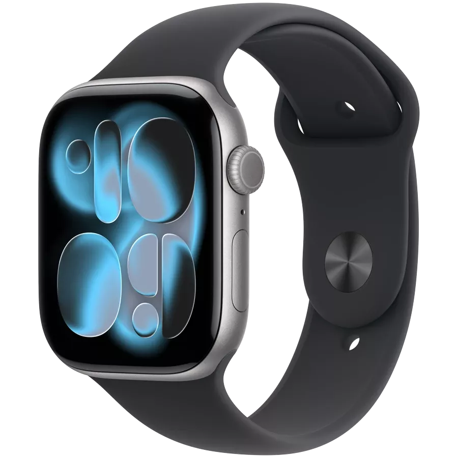 Apple Watch Series 11 GPS, 46mm, Space Grey Aluminium, Black Sport Band, M/L — Image №1