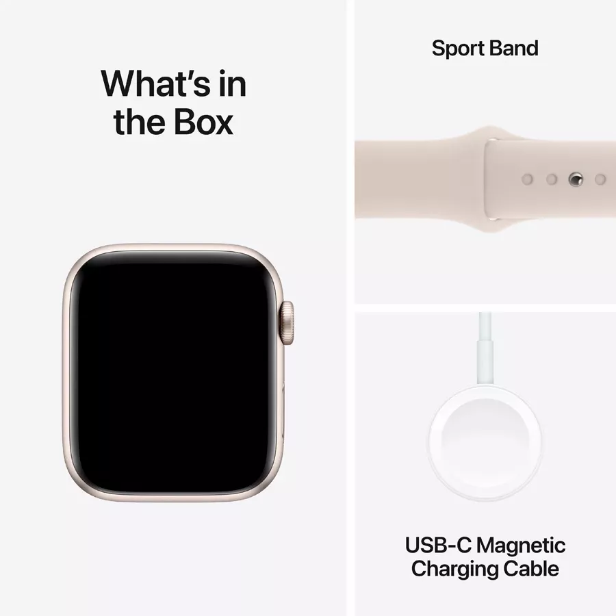 Apple Watch SE GPS Gen.2 (2023)  Starlight Sport Band, S/M, 44mm, Starlight — Image №8