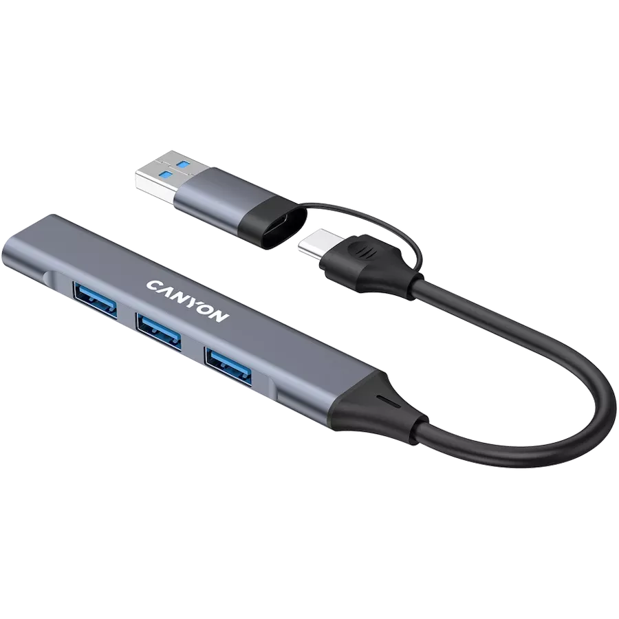 CANYON  DS-02  USB Hub 4 Port USB-C Hub DS-02 Γκρι — Εικών №5