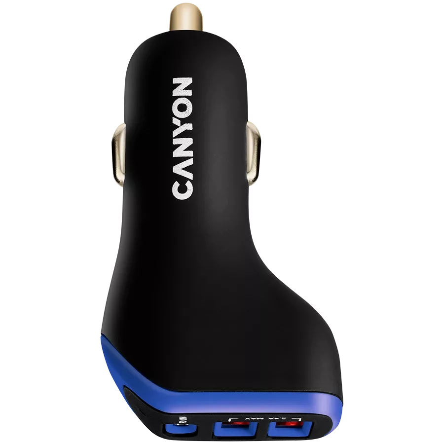 Автомобильный адаптер CANYON C-08 3*USB/USB-C, 18 Ват — Зображення №1