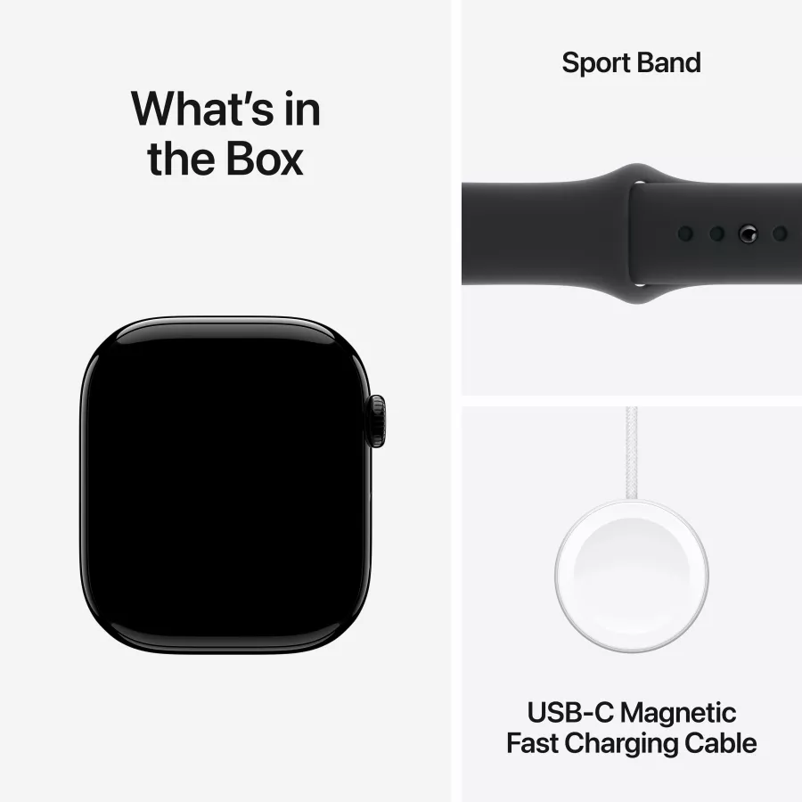 Apple Watch Series 10 GPS, 46mm, Jet Black, Black Sport Band, M/L — Image №10
