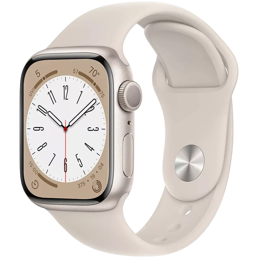 Apple Watch Series 8 GPS  Спортивный ремешок Starlight, 41мм, Starlight — Изображение №1
