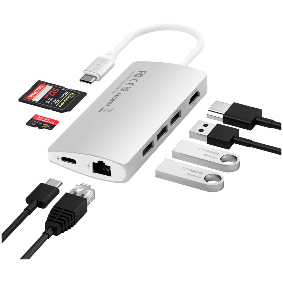 SATECHI  Multi-Port Adapter V2  Multiport Adapter  Silver — Image №5