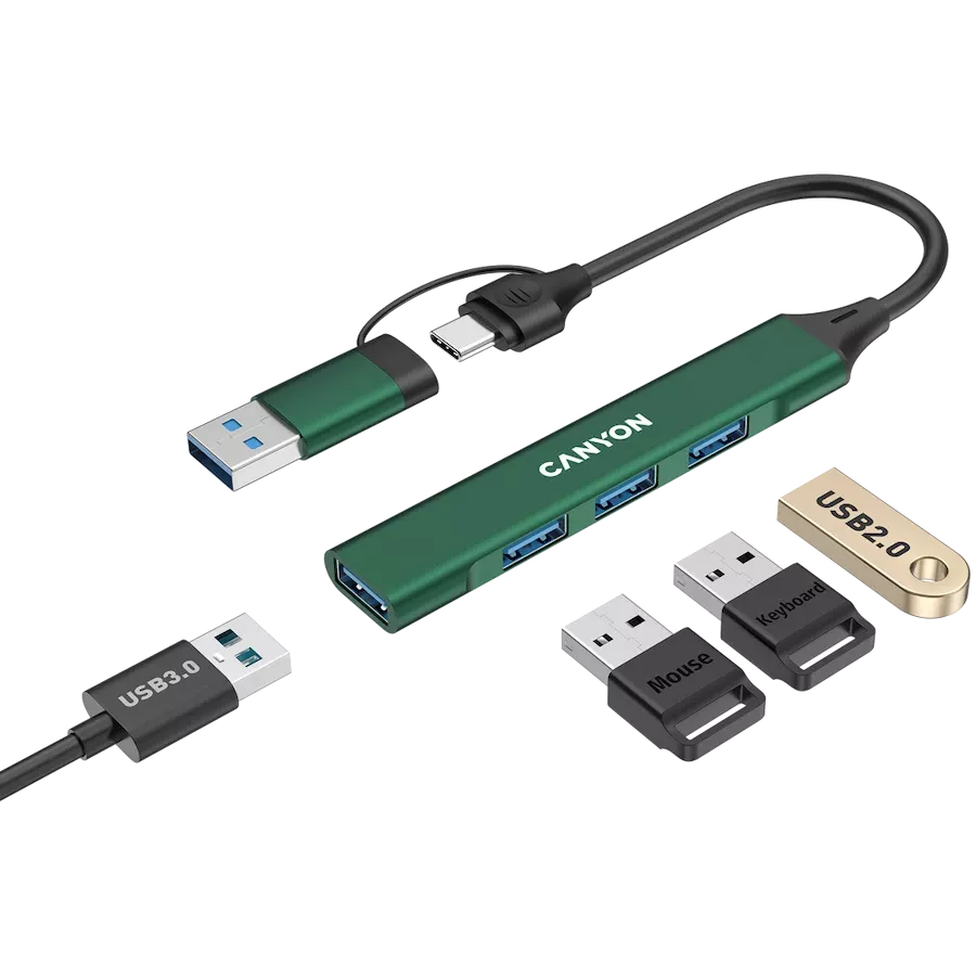 CANYON  DS-02  USB Hub 4 Port USB-C Hub DS-02 Πράσινο — Εικών №4