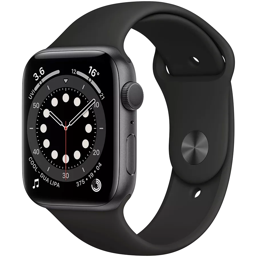 Refurbished Apple Watch Series 6 GPS, 44mm, Space Gray, Black Sport Band, Grade B — Image №1