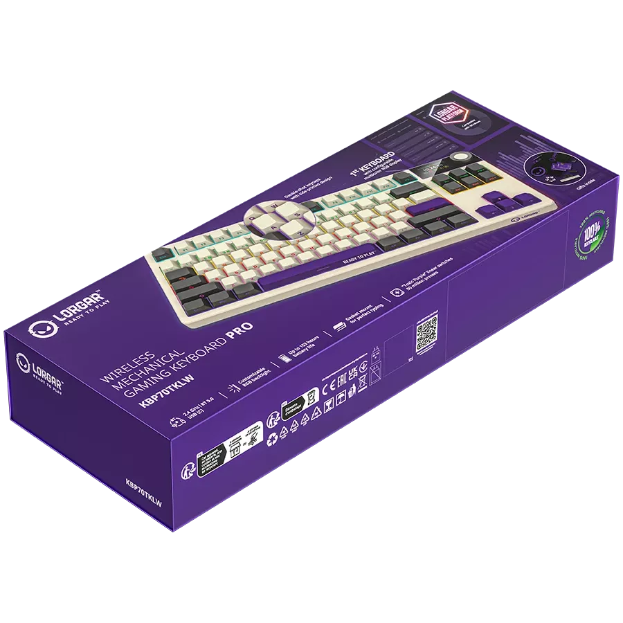 LORGAR KBP70TKLW Gaming Keyboard, Wireless, Beige, EN — Image №9