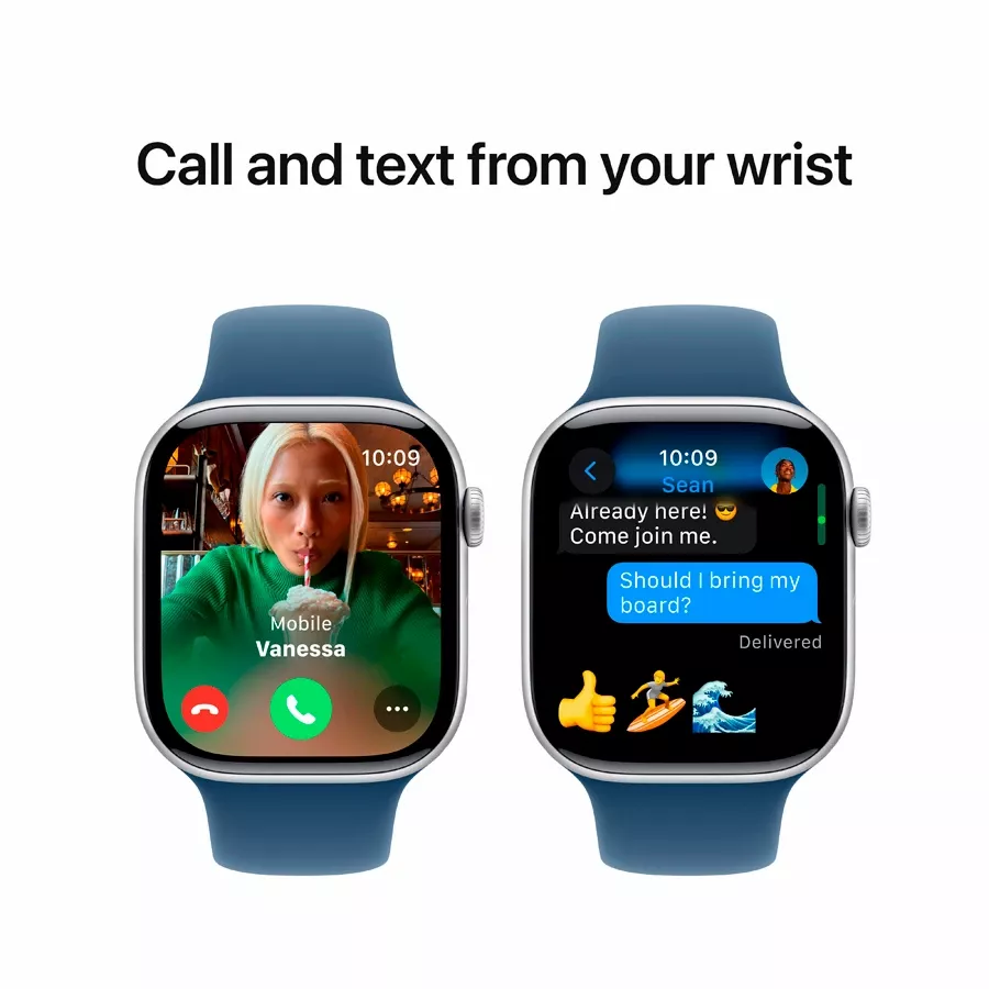 Apple Watch Series 10 GPS  Denim Sport Band, S/M, 42mm, Silver — Image №7