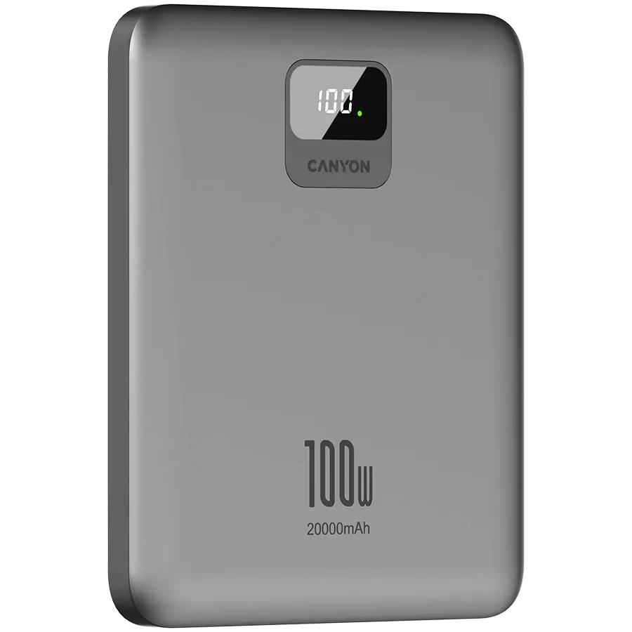 CANYON Power Bank, 20000 mAh, Σκούρο Γκρι — Εικών №5