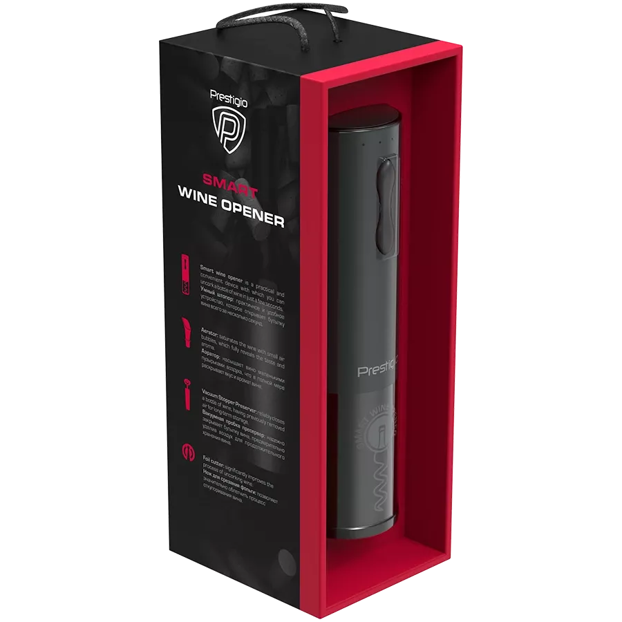 Розумний штопор PRESTIGIO Bolsena Smart Wine Opener, чорний — Зображення №7