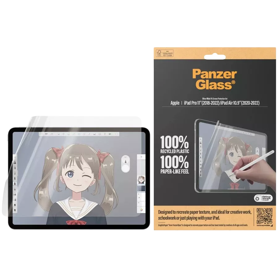 Protective Film PANZERGLASS  for iPad Pro 11/AirGraphicPaper Screen Protector. Ultra-Wide Fit — Image №1