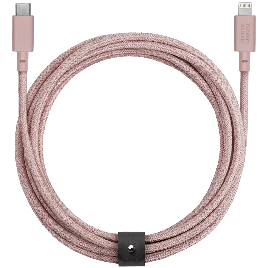 NATIVE UNION Көрінетін су шкаласы: мин./макс. деңгейлері BELT 3 TYPE C, Қызғылт, 3м — image №1