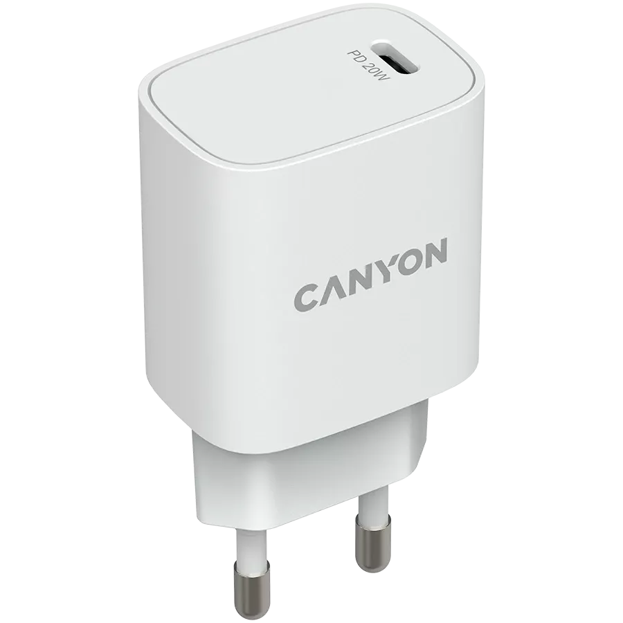 CANYON H-20-02 Προσαρμογέας ρεύματος USB-C, 20 βατ, Λευκό — Εικών №2
