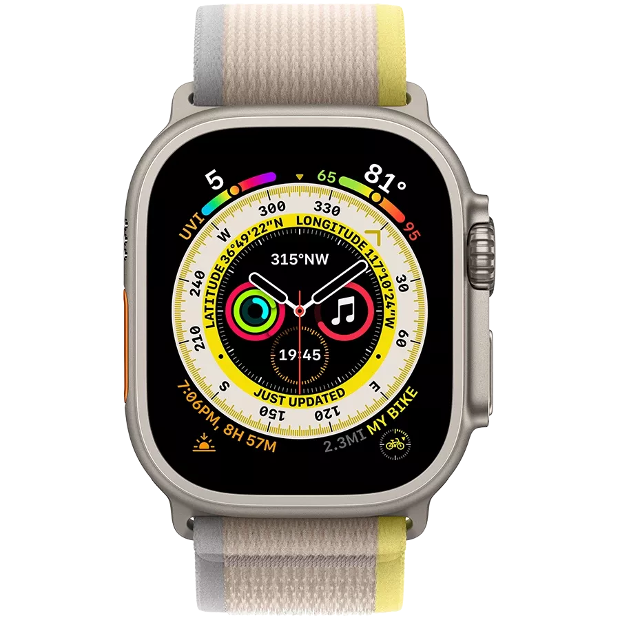 Apple Watch Ultra GPS + Cellular  Yellow/Beige Trail Loop, S/M, 49mm, Natural — Image №2