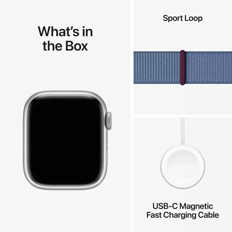 Apple Watch Series 9 GPS  Winter Blue Sport Loop, 41mm, Silver — Image №9