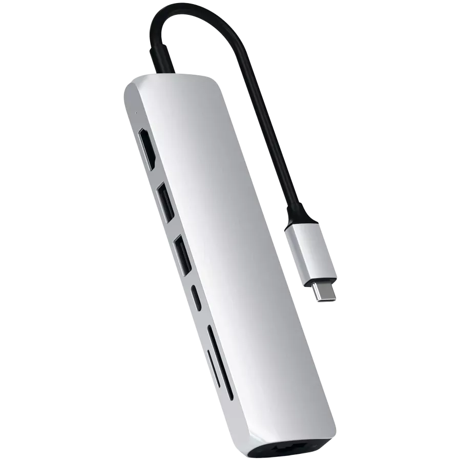 SATECHI  Hub slim Type-C multiport Ethernet  Multiport Adapter USB Hub slim Type-C multiport Ethernet Silver — Image №1