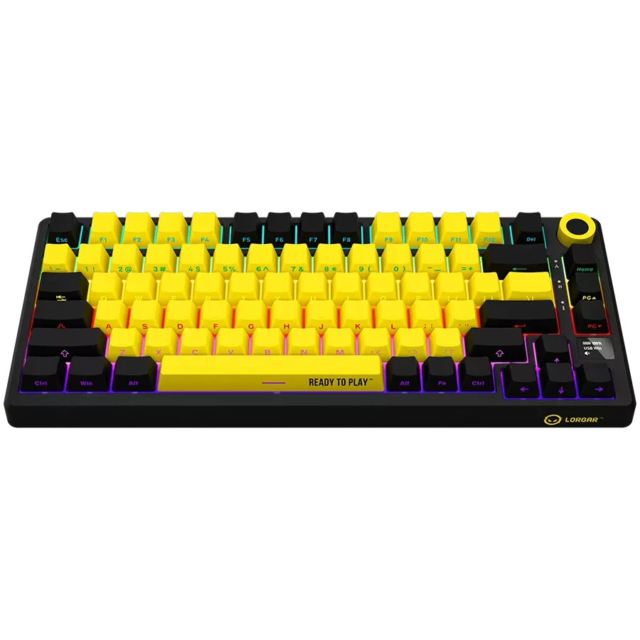 LORGAR KBP7075W Gaming Keyboard, Wireless, Yellow, EN — Image №3