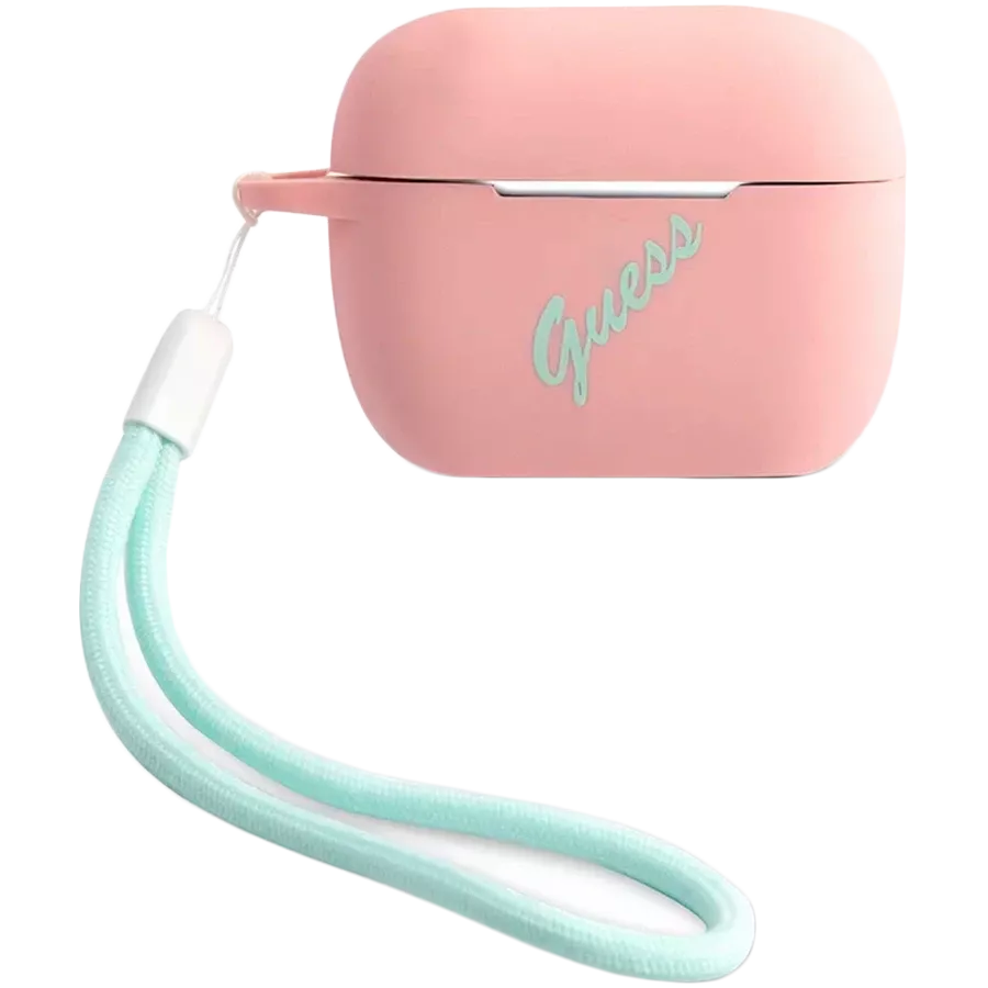 GUESS Чехол Silicone Script logo  Розовый/Зелёный — image №1