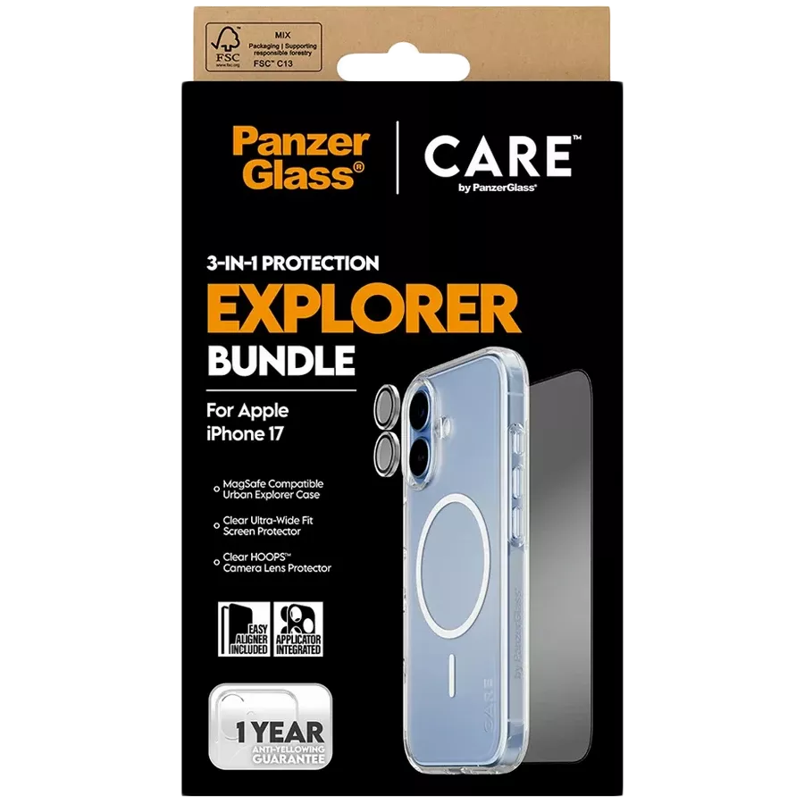 PANZERGLASS Case 3-in-1 Flagship Combat Bundle with MagSafe, Clear for iPhone 17 — Image №2