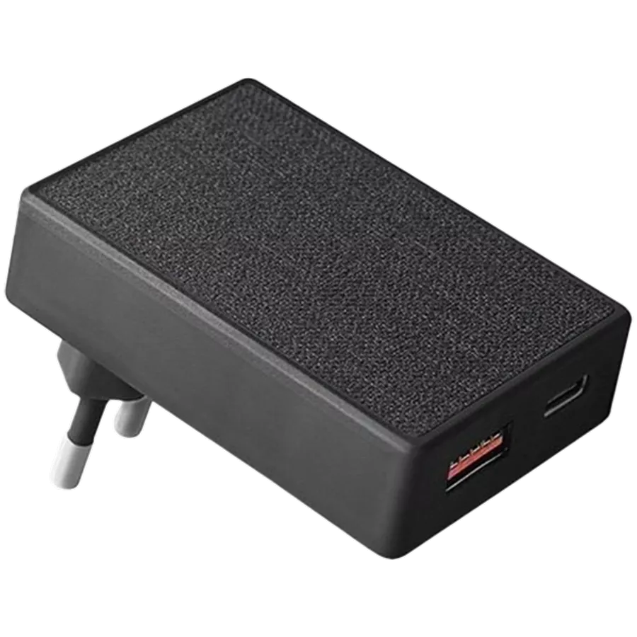 UNIQ Power Adapter 2*USB/USB-C, 20 W, Black — Image №1