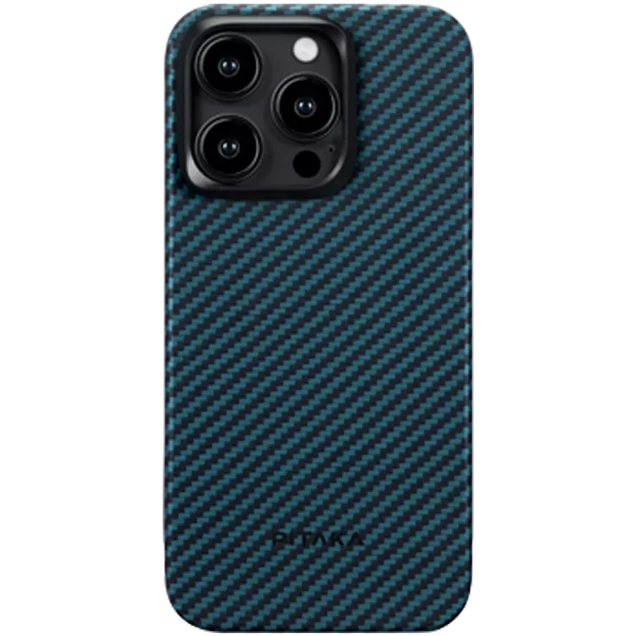 Case PITAKA MagEZ Case 4 with MagSafe Black/Blue Twill for iPhone 15 Pro — Image №1