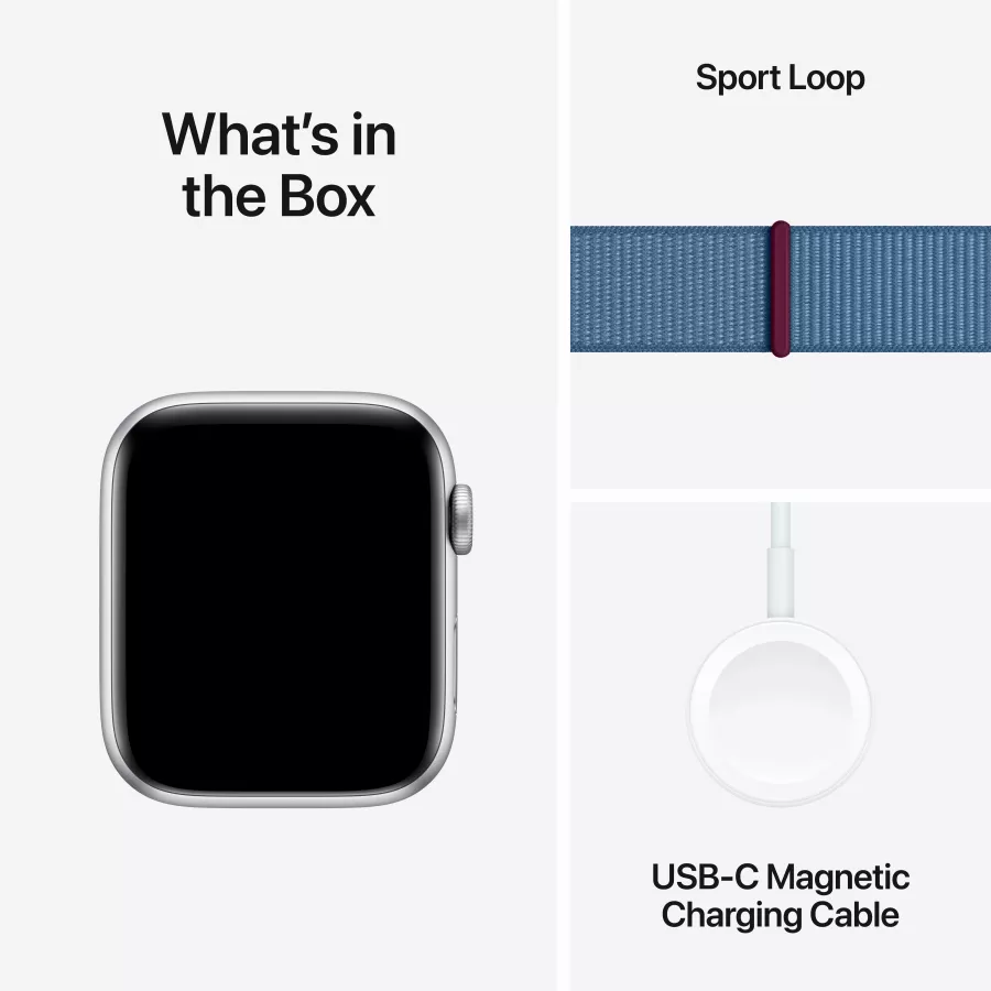 Apple Watch SE GPS Gen.2 (2023), 44mm, Silver, Winter Blue Sport Loop — Image №8