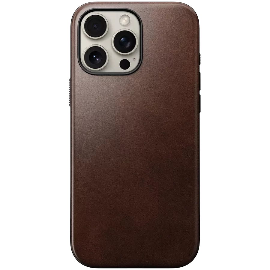 Чехол NOMAD Modern Leather с MagSafe Rustic Brown для iPhone 16 Pro Max — Изображение №1