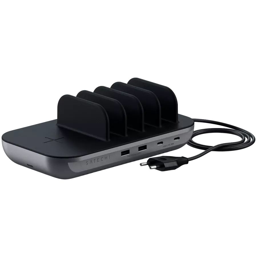 SATECHI Induction Charger, 42 W, Space Gray 2*USB Type-A, 2*USB Type C — Image №1