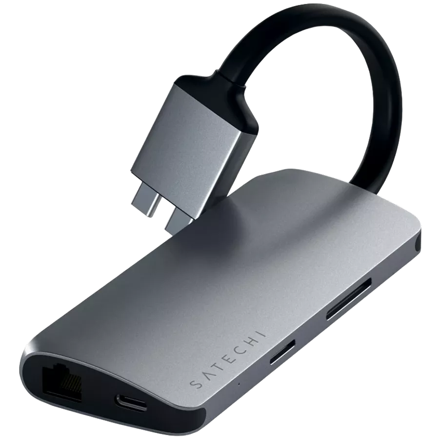 SATECHI  Type-C Dual Multimedia Adapter  Multiport Adapter  Space Gray — Image №1