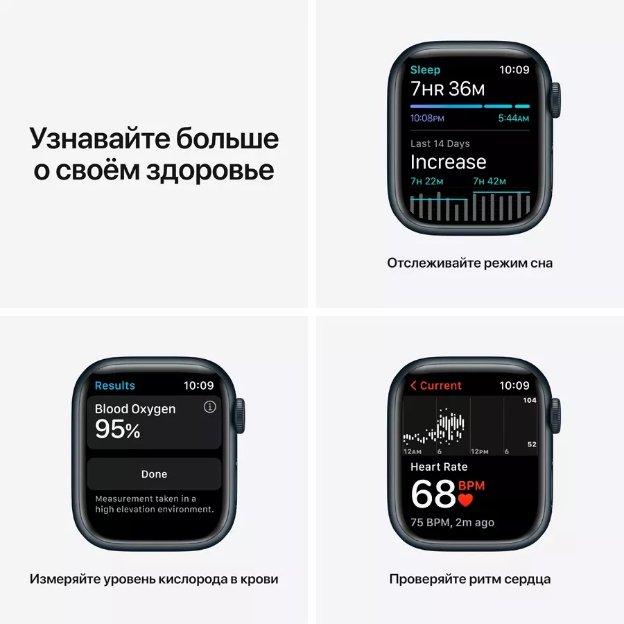Apple Watch Series 7 GPS, 41мм, Қараңғы түн, Қараңғы түн спорт тобы — image №4